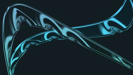 Dynamic abstract blue liquid metal flow, modern elegant digital art background
