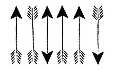 Hand drawn boho minimalist arrow icons for digital design projects