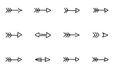 Boho hand drawn outline arrow icons for digital projects