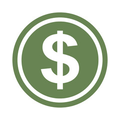 Dollar Coin Currency icon, Flat Vector Illustration isolated white background