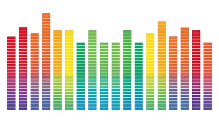 Colorful equalizer bars forming a vibrant spectrum of sound visualization