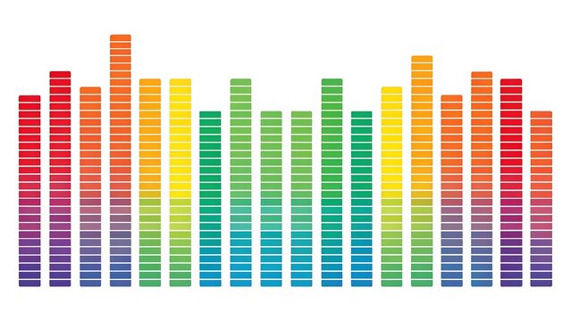 Colorful equalizer bars forming a vibrant spectrum of sound visualization