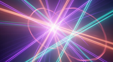 Obraz premium Abstract light energy beams radiating from central glow