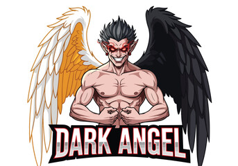 Cool dark angel gaming logo design for esports - Gaming logo - Gaming Mascot - esport mascot vector illustration
