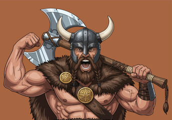 Fierce viking warrior with axe gaming logo design - Gaming logo - Gaming Mascot - esport mascot vector illustration