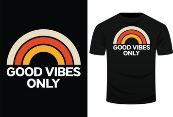 Vintage Retro Good Vibes Only Rainbow Svg Design