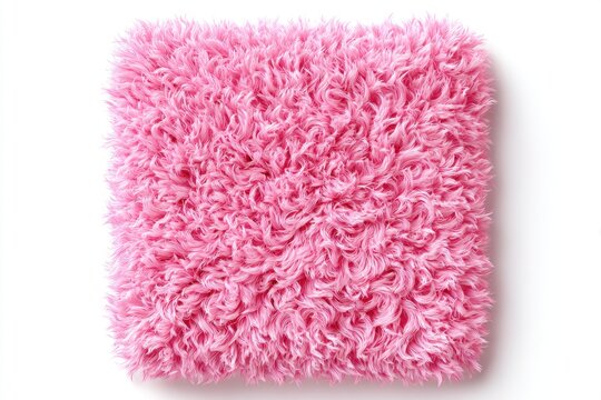 Shag pile pink square rug top down view texture. For home decor, rugs, flooring, interior design, texture, pink, furniture content.	