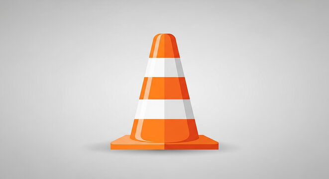 Orange traffic cone signaling road construction warning - Powered by Adobe