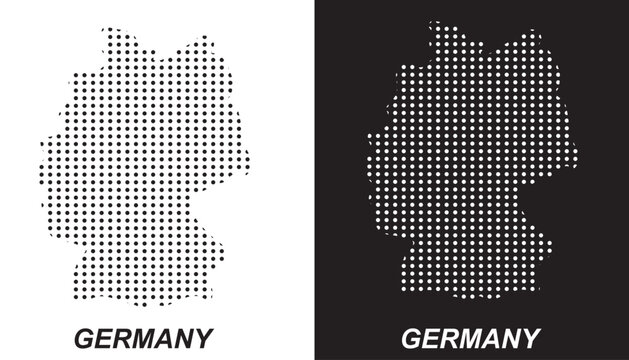Germany Dotted Map, Halftone Style Modern Digital Outline of German Country Vector EPS