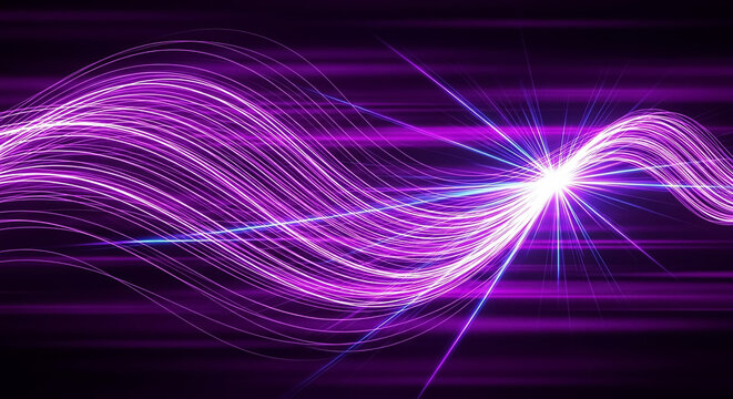 Purple light lines streaming creating energy wave abstract - Powered by Adobe