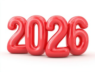 Bright and glossy 3D numbers 2026 in vibrant red, Perfect for celebrating New Year, events, or milestone promotions, this image conveys excitement and optimism for the future,