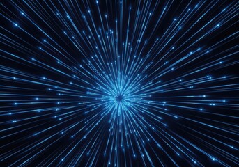 Obraz premium Abstract blue light streaks exploding from a central point