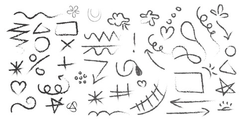 Collection of hand drawn chalk style doodles