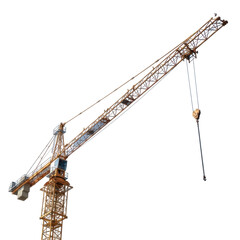 Tower crane construction machine isolated on transparent background