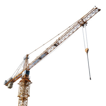 Tower crane construction machine isolated on transparent background