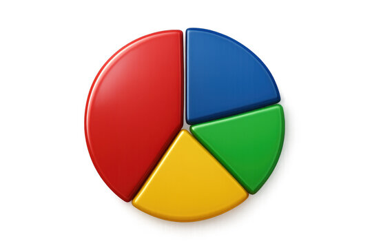 Colorful 3d pie chart graphic presenting data and statistics, illustrating business analysis and information on transparent background
