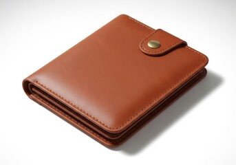 Classic brown leather bifold wallet with snap closure