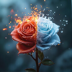 red rose with water drops