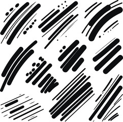 collection of speed line elements, fast motion strokes, diagonal and curved lines, bold-to-thin contour, minimalist black outline 1