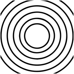Concentric black circles forming a target or ripple effect against a clean white background with a central focus
