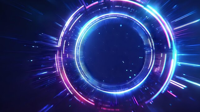 Abstract glowing circle with light trails futuristic technology background perfect for presentations and graphic design projects
