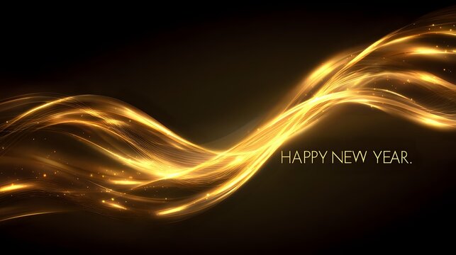 Elegant golden light trails with glitter particles a festive abstract background for New Year celebrations perfect for banners and greeting cards