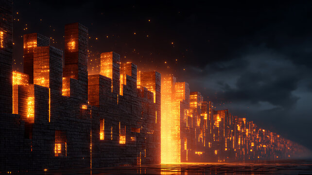 Microscopic Cybernetic Organism: A detailed, faceted geometric structure with mechanical legs, resembling a digital virus