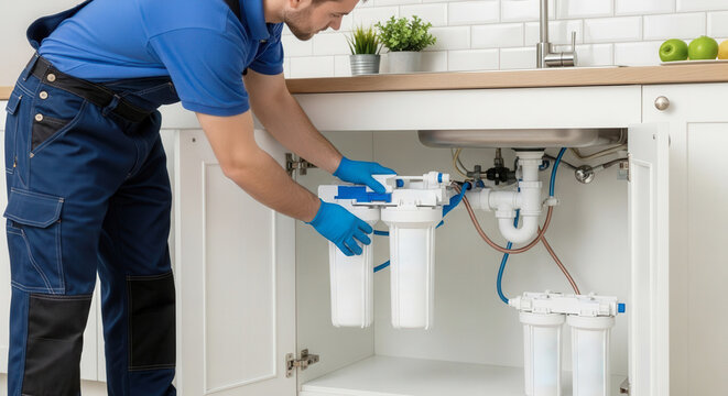 Plumber fitting under sink water filtration system