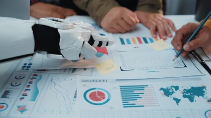 A corporate workspace where AI-powered solutions provide real-time analytics, refining corporate decision-making and improving financial forecasting. Noogenesis AI