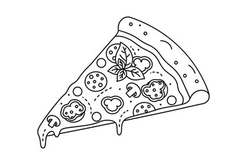 line art illustration of a pizza slice design