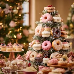 Christmas gingerbread cookies, New Year food celebration concept.