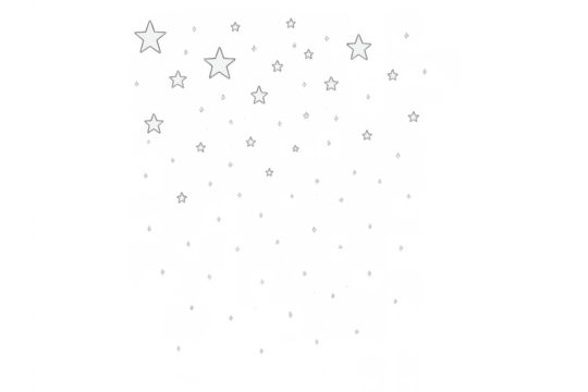 White stars and sparkling glitter dust falling, creating a festive, whimsical overlay effect on a transparent background