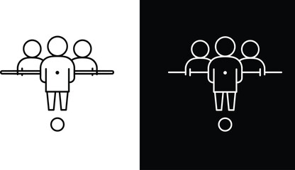 Foosball player team silhouette illustration, black and white table soccer icon design, minimalist vector concept for teamwork, competition, sport recreation and entertainment theme © Shahajan