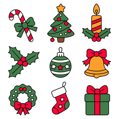christmas icon vector set collection