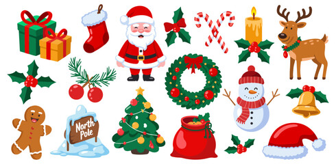 festive christmas holiday icons collection