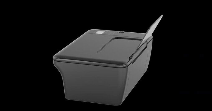 Inkjet multifunction printer MFP. Inkjet Computer Printer rotation animation seamlessly loopable. 3D rendering isolated on transparent background