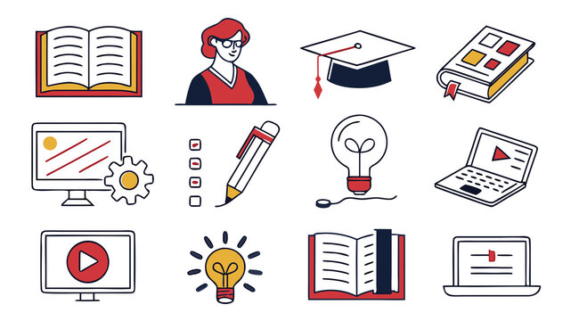 Education and Learning Icons Set Best