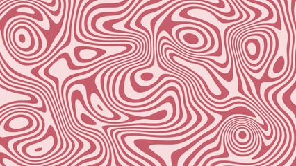 Abstract wavy pink and red psychedelic striped fluid pattern art