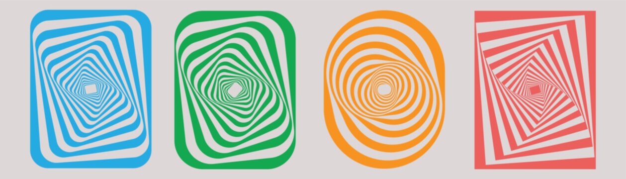 Vibrant abstract optical illusion pattern shapes collection