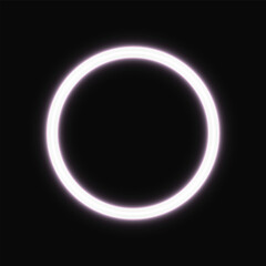 Bright white glowing circle neon light futuristic abstract design