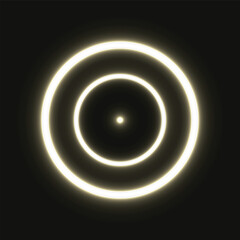 Abstract bright glowing concentric circles with central focus dot