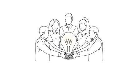 Fototapeta premium Collaborative innovation showcasing diverse team uniting around idea and creativity