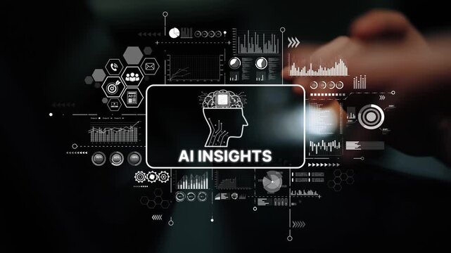 Futuristic Digital Interface Showcasing Data Analysis and Machine Learning Concepts in AI Insights and Trends. Asymptotic smart data analytic.