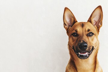 Obraz premium Happy dog with upright ears against a light background