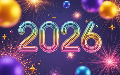 2026 New Year celebration with colorful ornaments