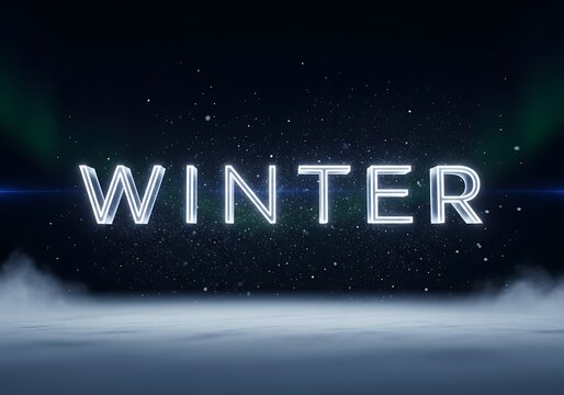 Captivating Winter Typography Showcasing Cold Season Effects and Icy Atmospheric Elements
