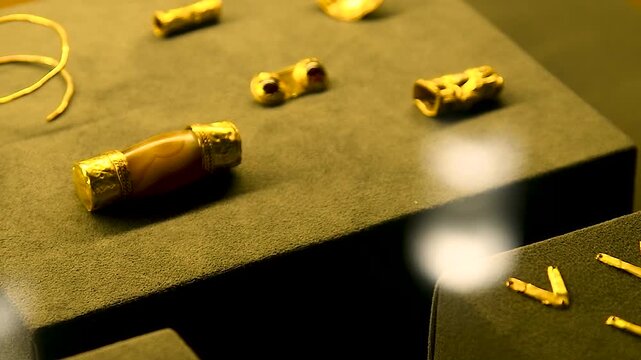 An exhibition of jewelry, ornaments and objects made of gold