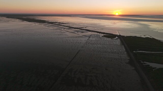 Sunset view on the way back from mand&oslash; island back to Romo Denmark