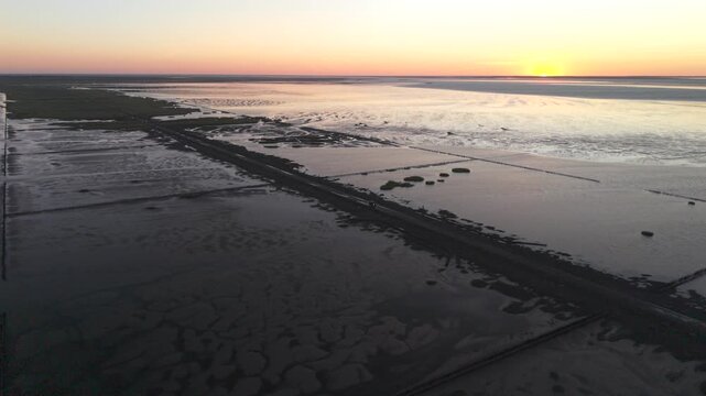 Sunset view on the way back from mand&oslash; island back to Romo Denmark