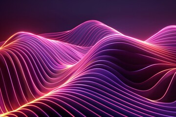 Experience the elegance of a wave of glowing lines, small particles flowing seamlessly in an abstract design. Neural network ai generated art